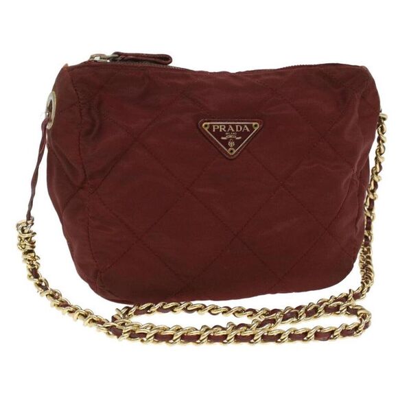 PRADA Chain Shoulder Bag Nylon Red - Picture 1 of 15